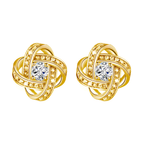 Orecchini Nodo con Pietra Donna in Acciaio chirurgico con Finitura in Oro 18k
