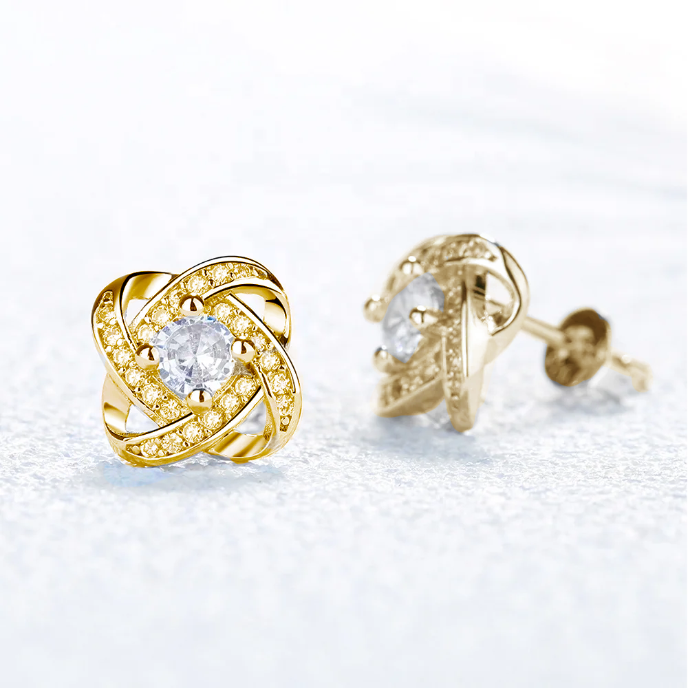 Orecchini Nodo con Pietra in Acciaio chirurgico - A mia Sorella