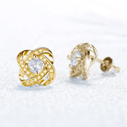 Orecchini Nodo con Pietra Donna in Acciaio chirurgico con Finitura in Oro 18k