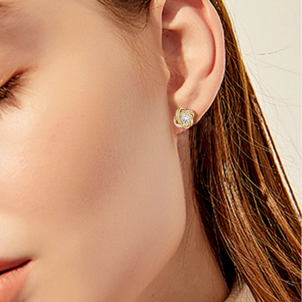 Orecchini Nodo con Pietra in Acciaio chirurgico - A mia Sorella