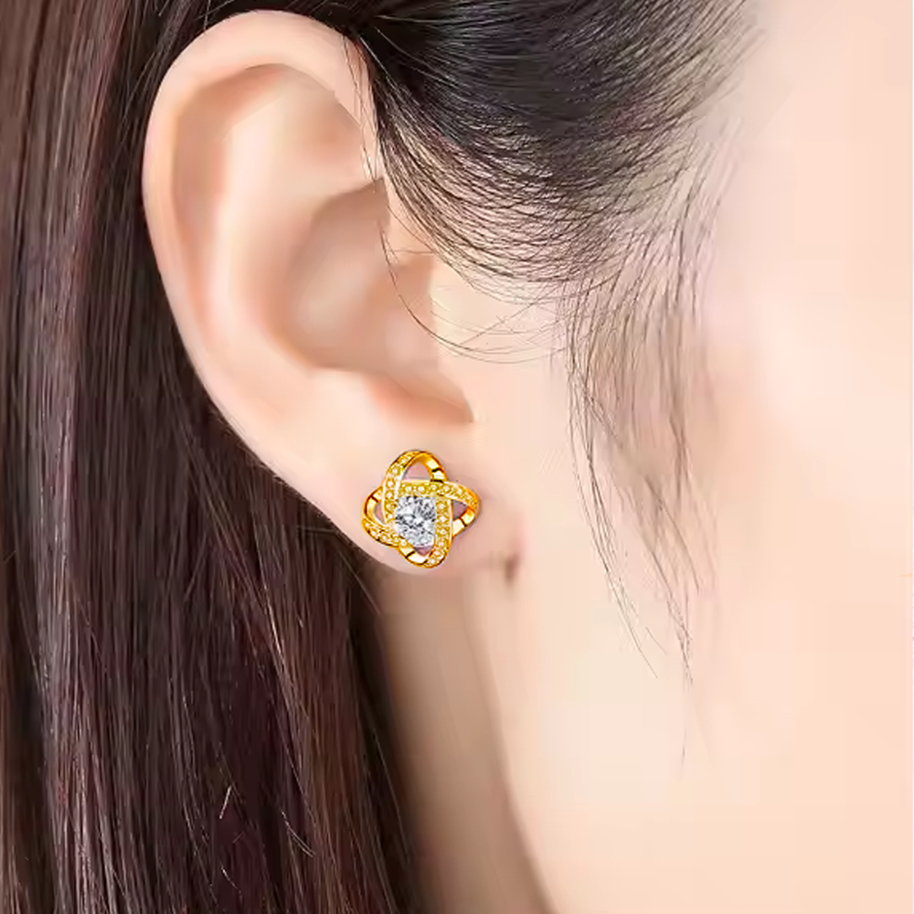 Orecchini Nodo con Pietra in Acciaio chirurgico - A mia Mamma