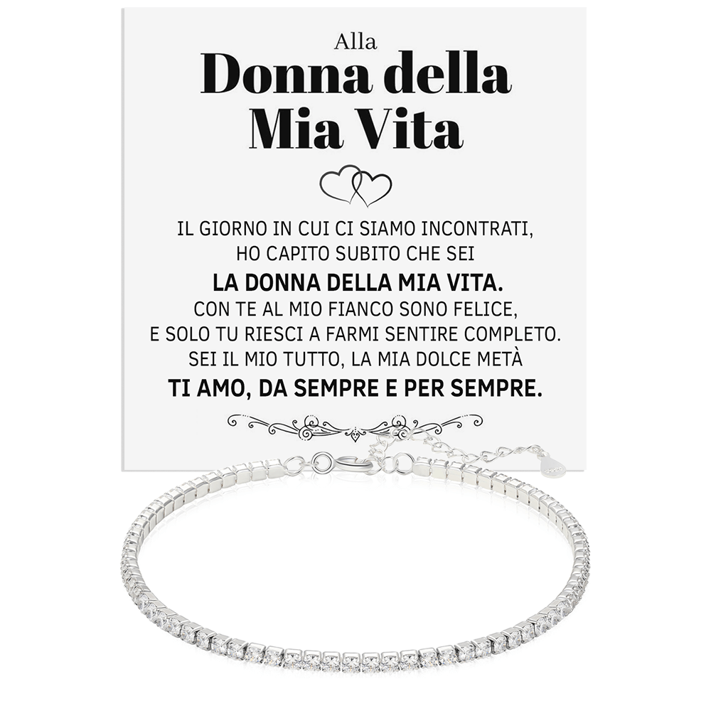Bracciale Tennis in Argento Sterling 925 -  Donna Della Mia Vita