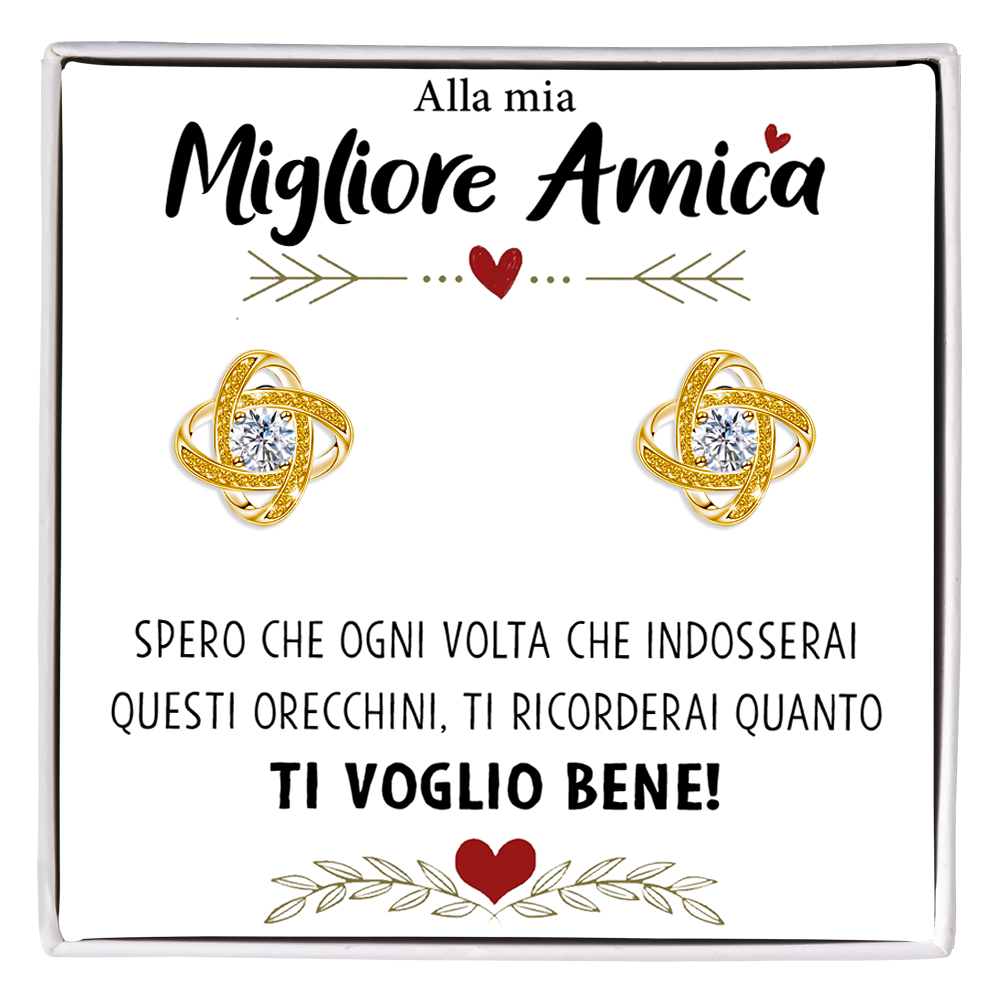 Orecchini Nodo con Pietra in Acciaio chirurgico - Alla mia migliore amica