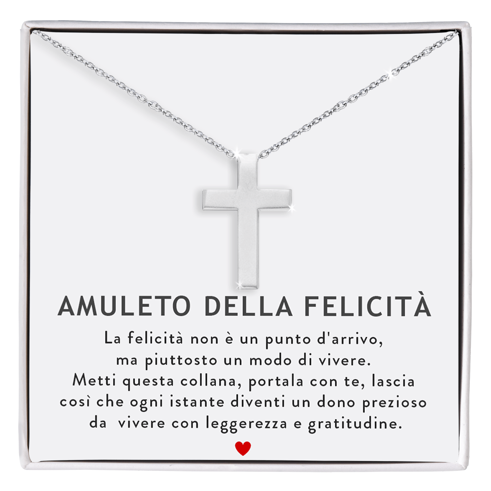 Collana Croce Uomo - Argento Sterling 295 - Amuleto della Felicità