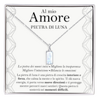 Collana Pietra di Luna Rettangolare in Argento Sterling 925 - Al mio Amore