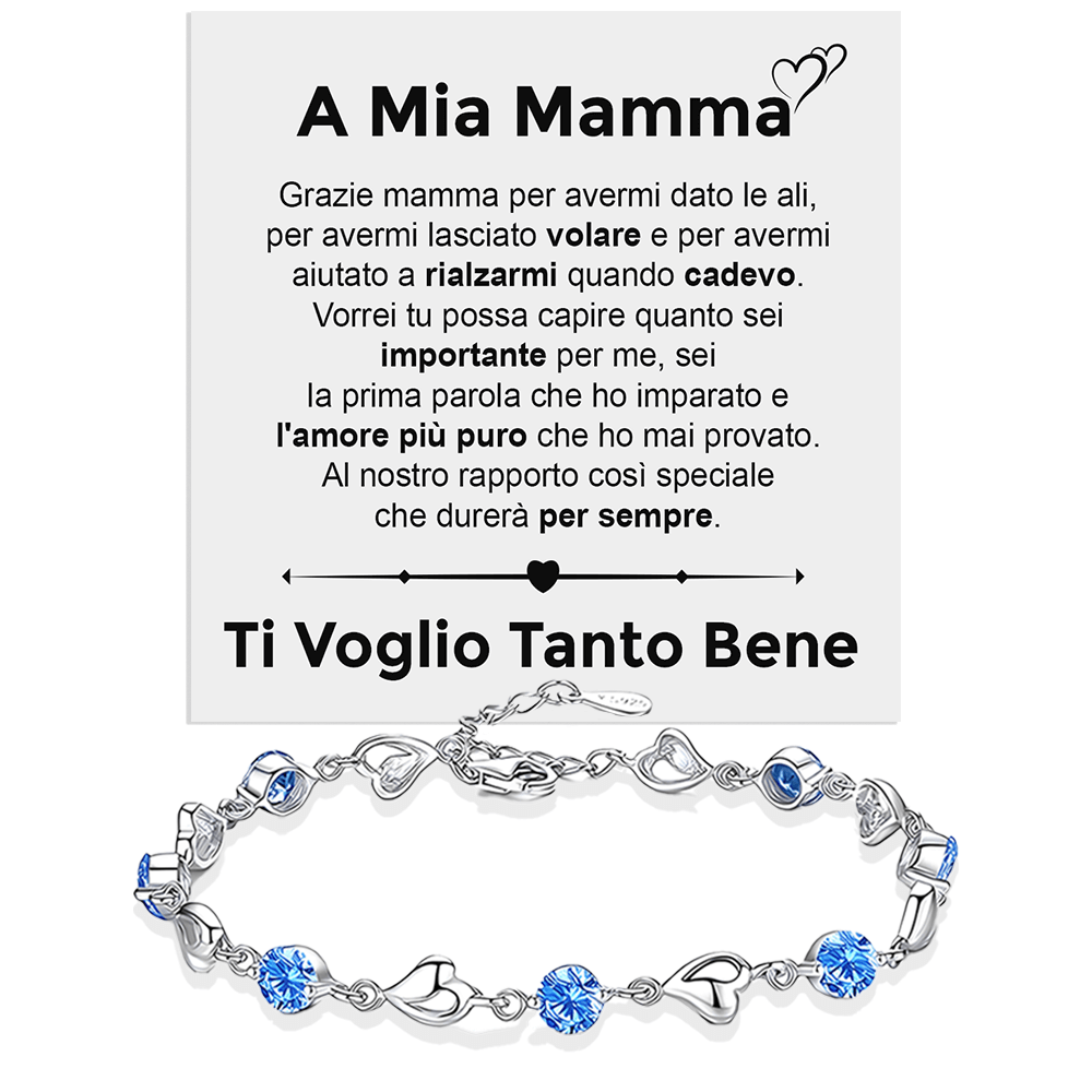 Bracciale Pietre Blu A mia Mamma - Ti voglio tanto bene.