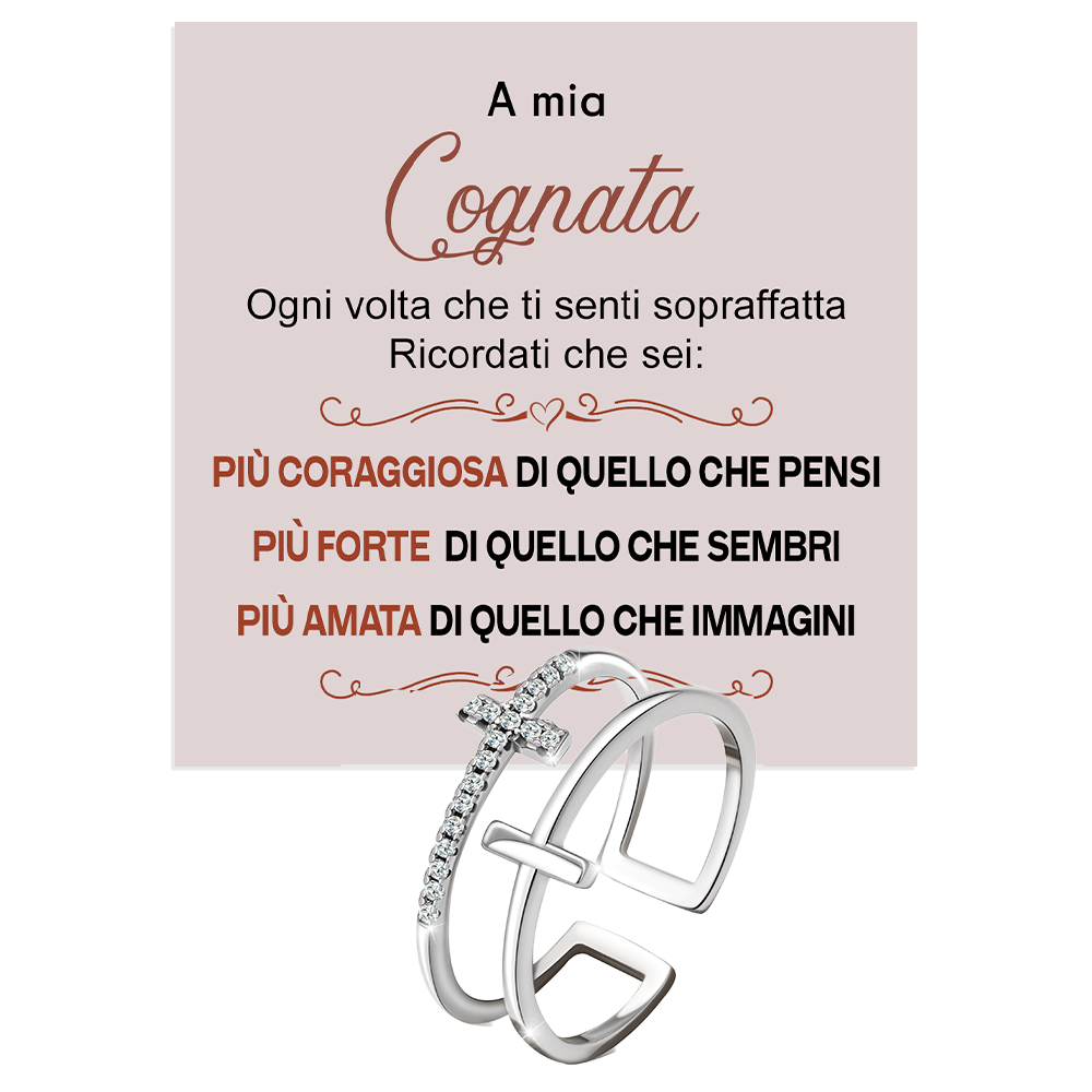 Anello da Donna in Argento Sterling 925 Per Mia Cognata - Croce