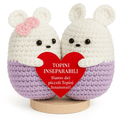 Peluche Crochet con Base in Legno - Topini Inseparabili