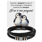 Bracciale Pelle Intrecciata - Pinguino