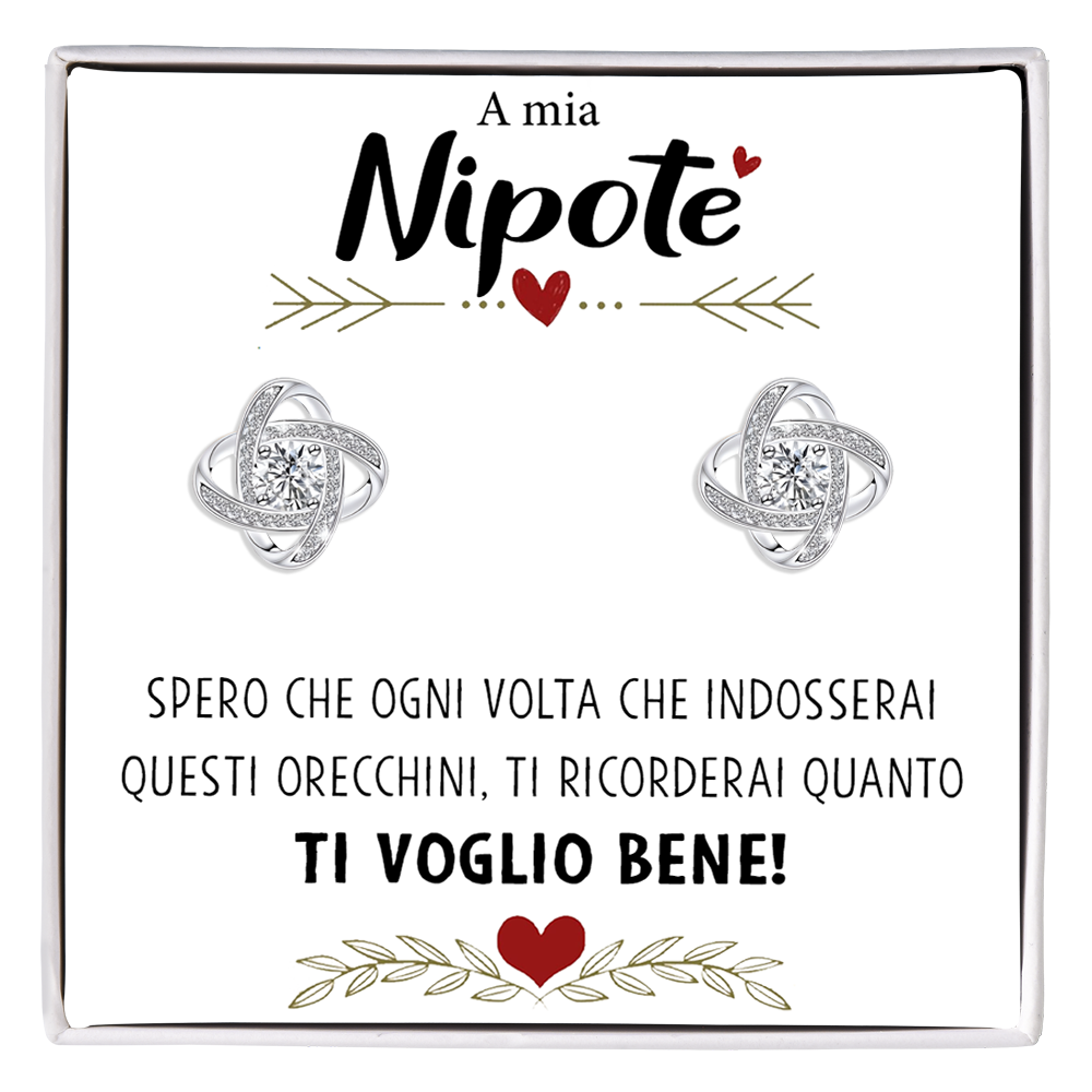 Orecchini Nodo con Pietra in Acciaio chirurgico - A mia Nipote