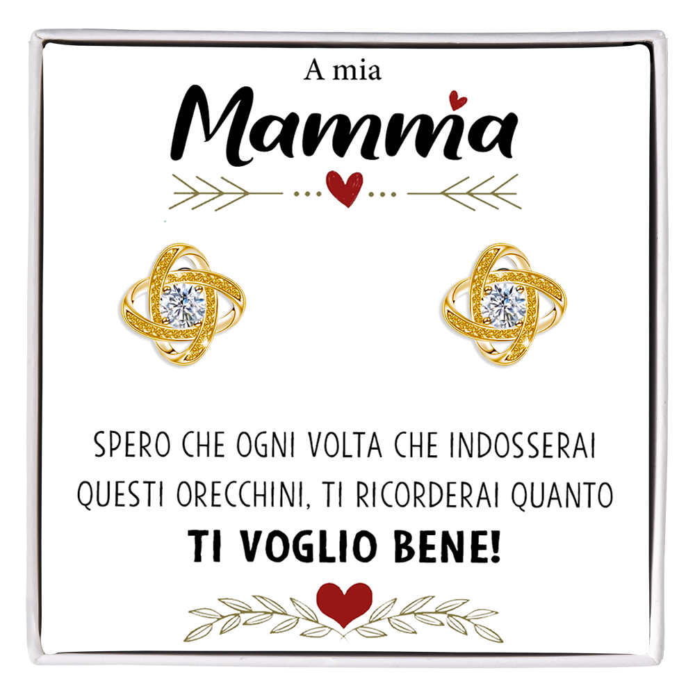 Orecchini Nodo con Pietra in Acciaio chirurgico - A mia Mamma