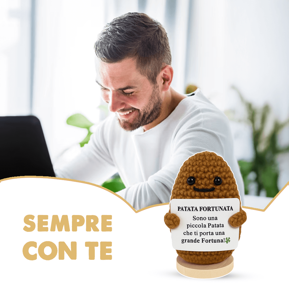 Peluche Crochet con Base in Legno  - Patata Fortunata