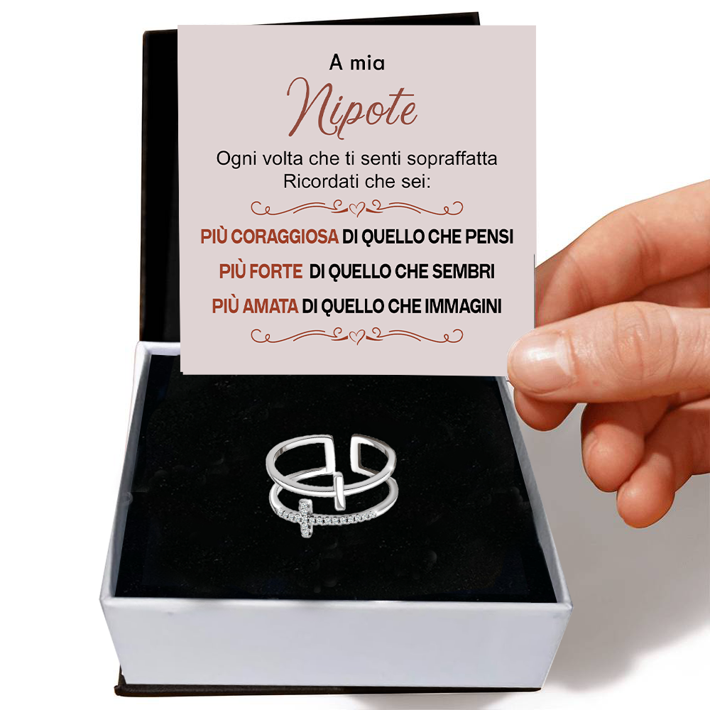 Anello da Donna in Argento Sterling 925 Per mia Nipote - Croce