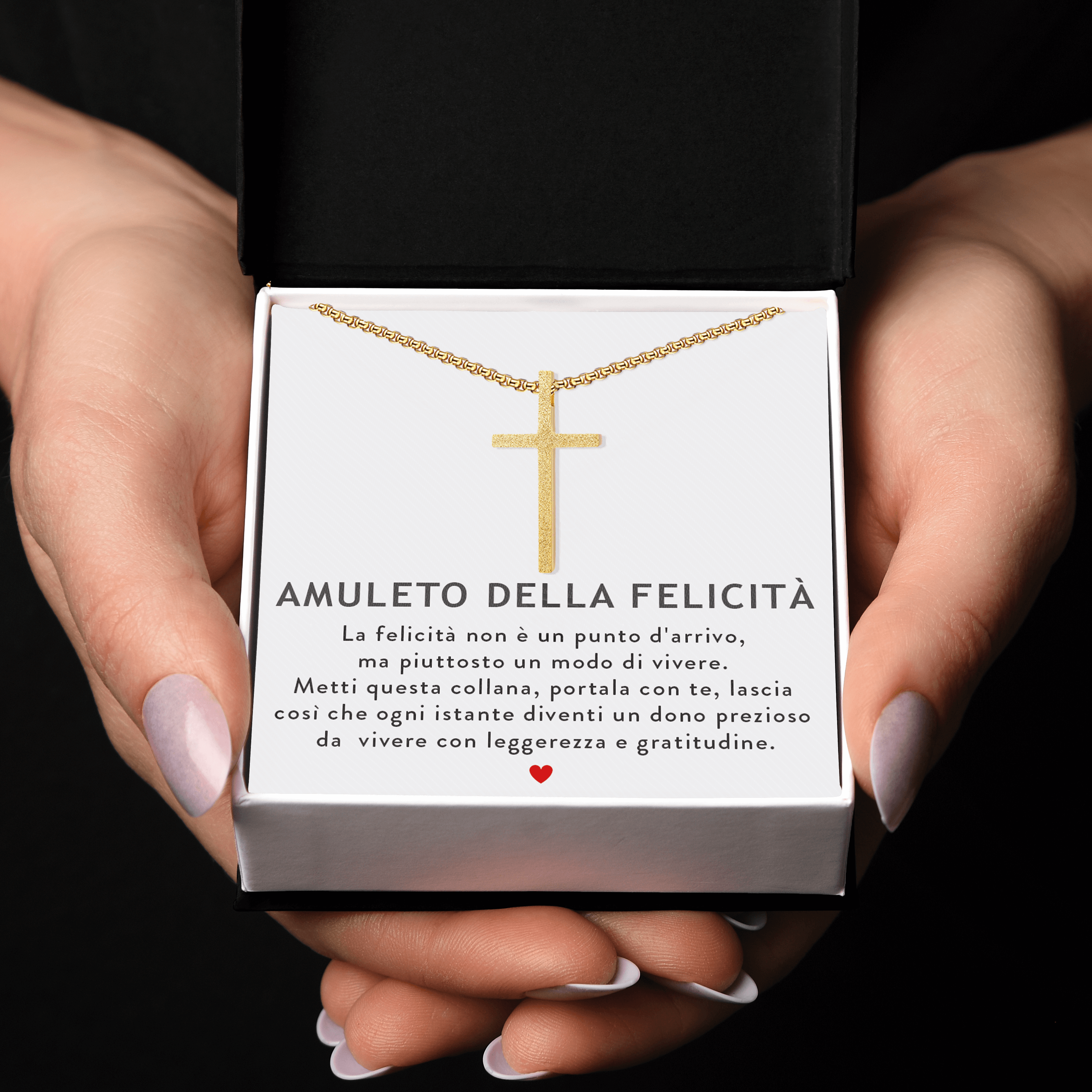 Collana Croce Oro - Amuleto della Felicità.