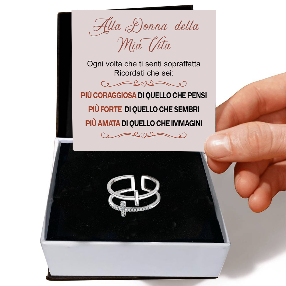 Anello da Donna in Argento Sterling 925 Per la donna della mia vita - Croce