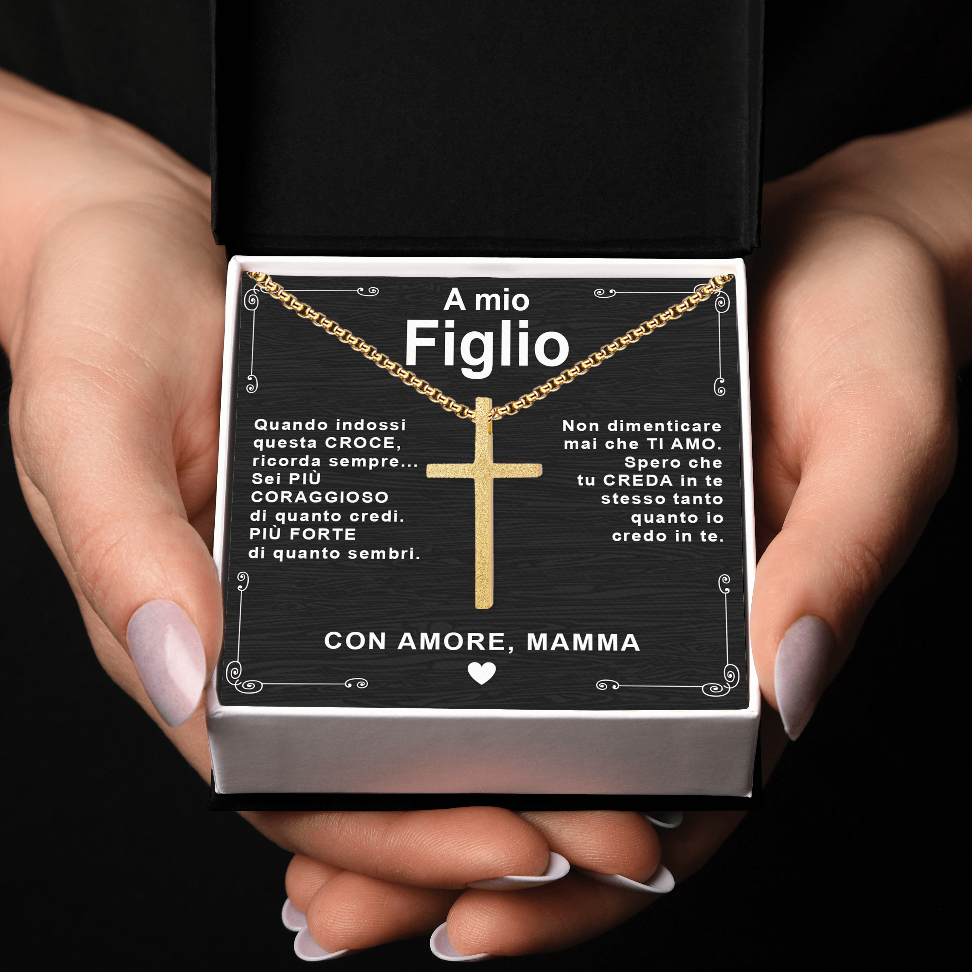 Collana Croce - A Mio Figlio, con Amore Mamma.