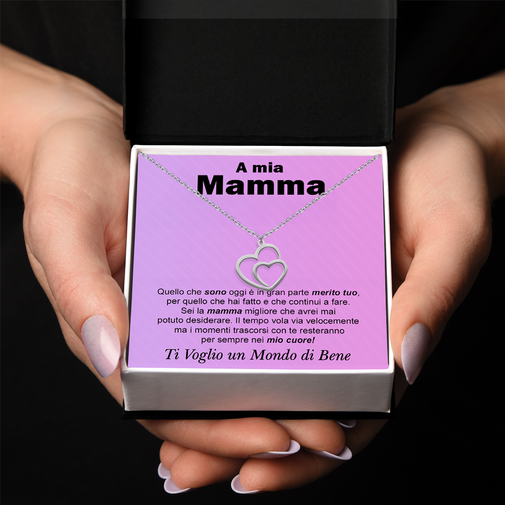Collana Due Cuori Uniti in Argento Sterling 925 - A mia mamma