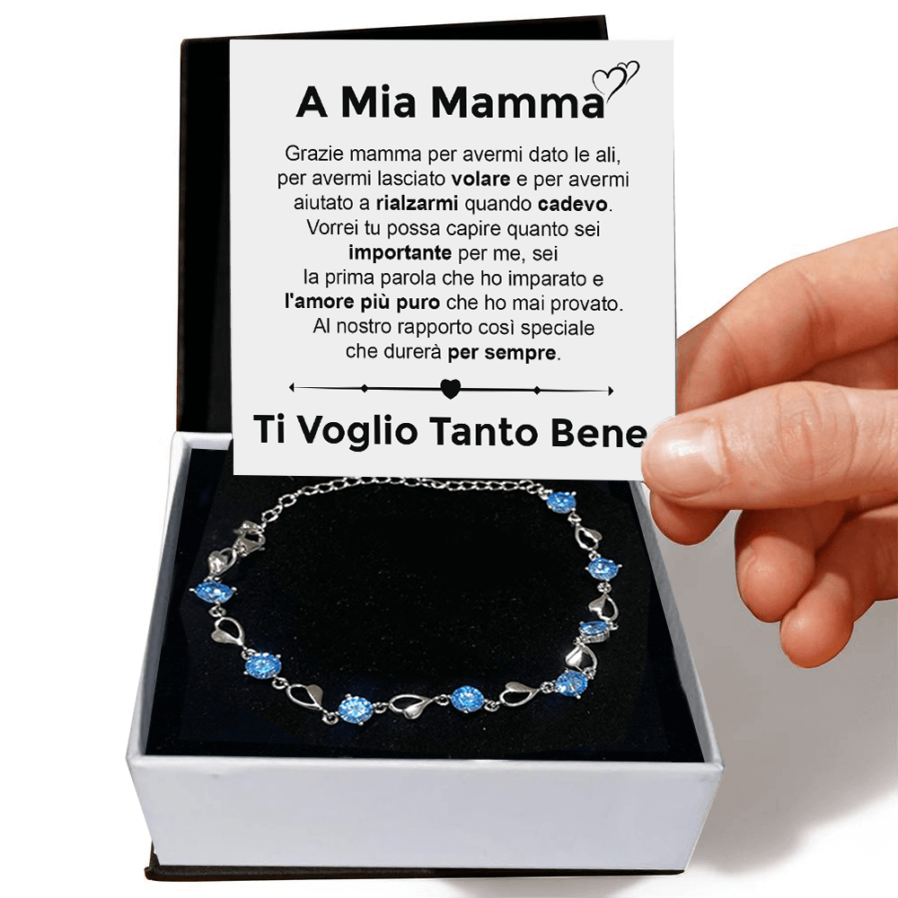 Bracciale Pietre Blu A mia Mamma - Ti voglio tanto bene.