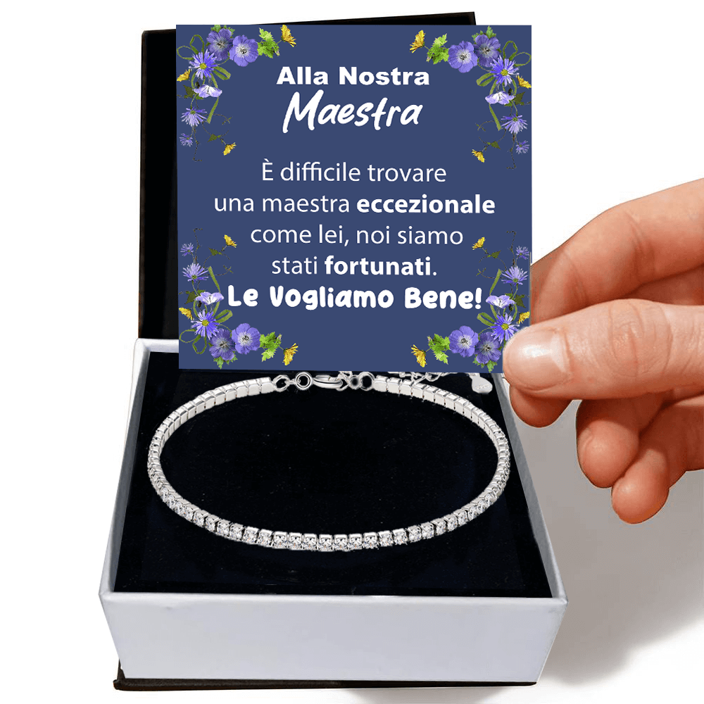 Bracciale Tennis in Argento Sterling 925 Alla nostra Maestra - Le Vogliamo Bene