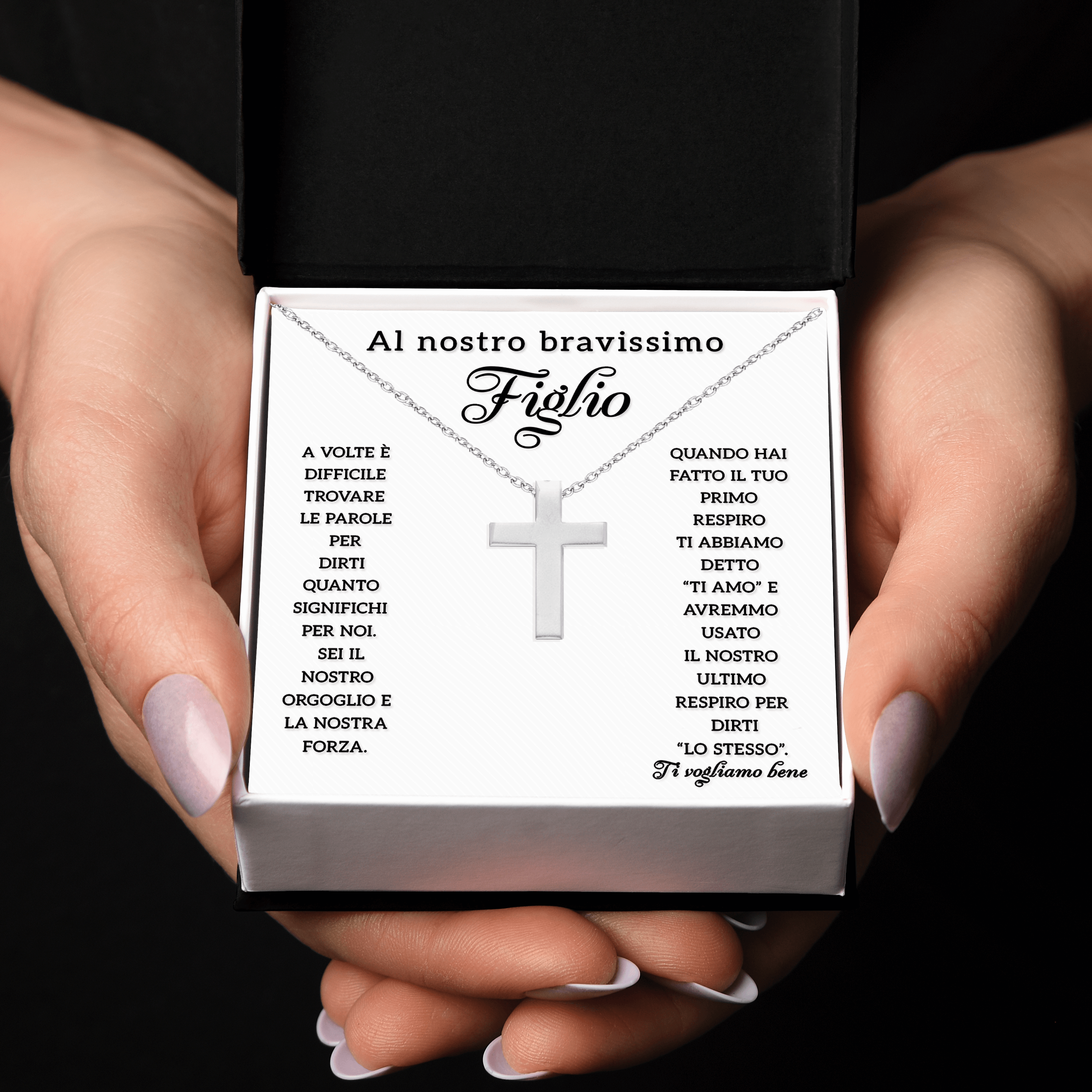 Collana Croce Argento sterling 925 - A Nostro Figlio