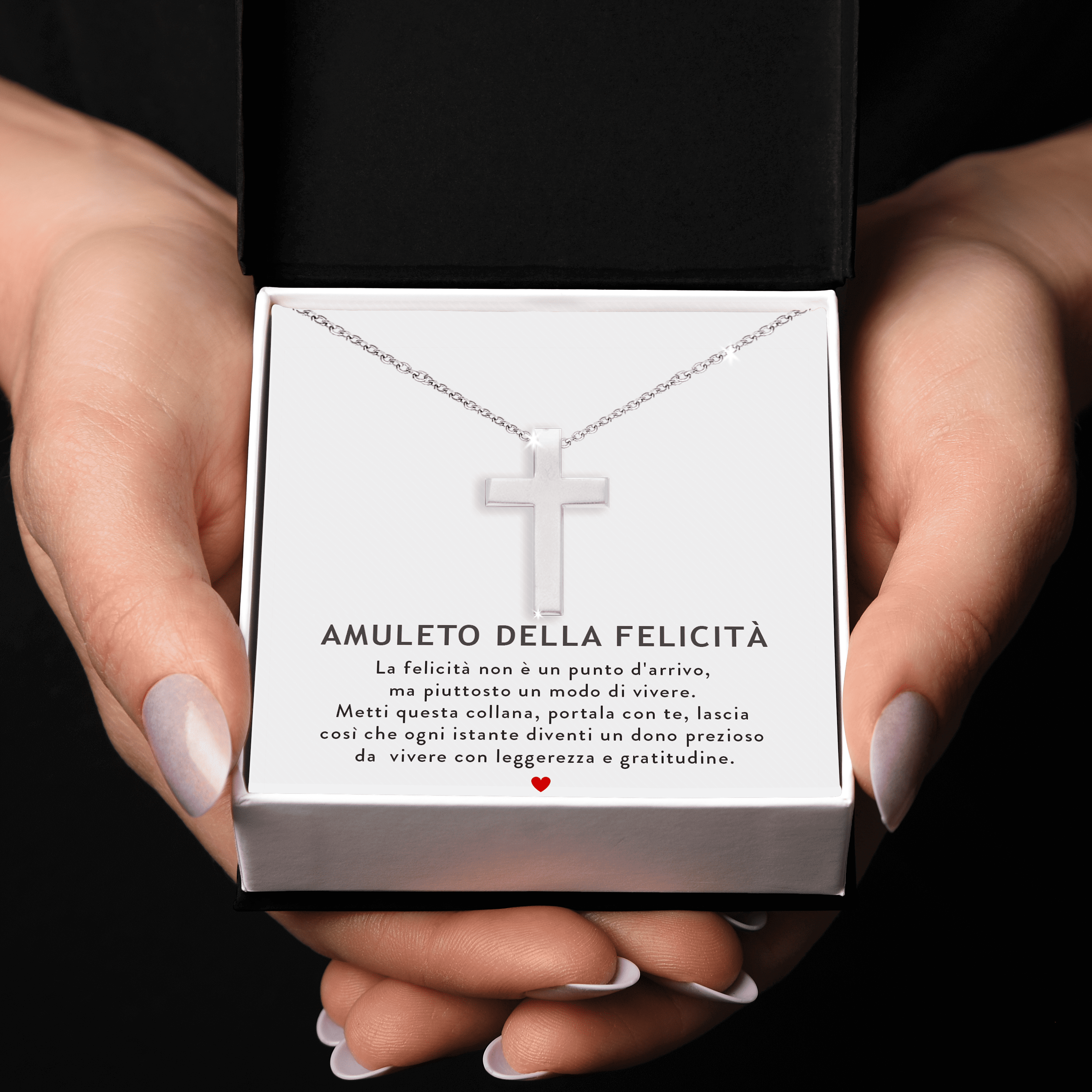 Collana Croce Uomo - Argento Sterling 295 - Amuleto della Felicità