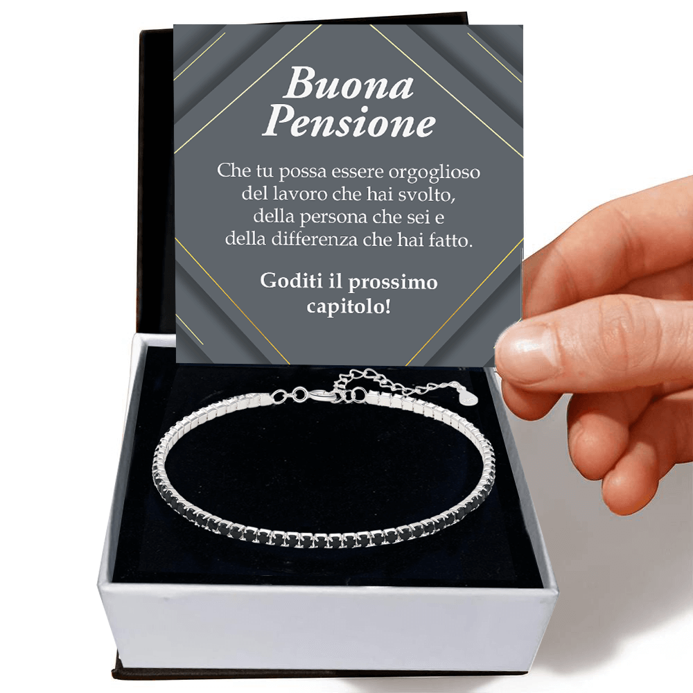Bracciale Tennis Nero in Argento Sterling 925 - Buona Pensione
