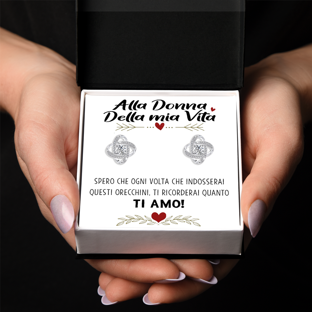 Orecchini Nodo con Pietra in Acciaio chirurgico - Alla donna della mia vita