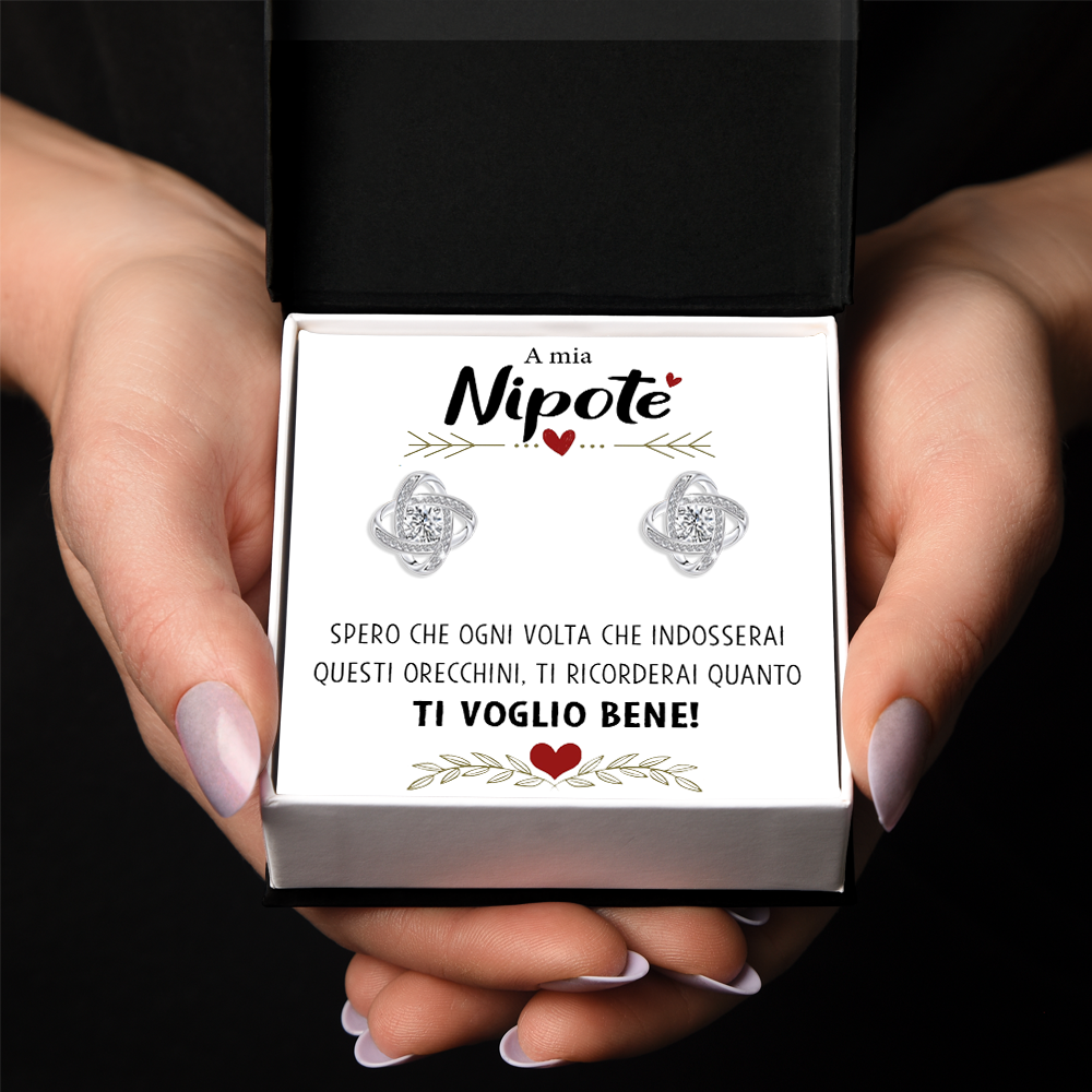 Orecchini Nodo con Pietra in Acciaio chirurgico - A mia Nipote