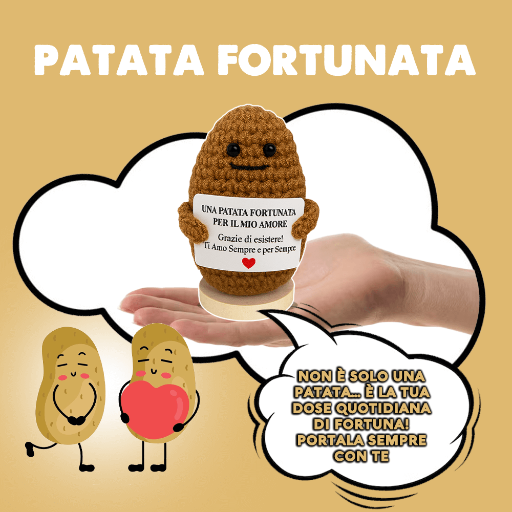Peluche Crochet con Base in Legno - Patata Fortunata per il Mio Amore