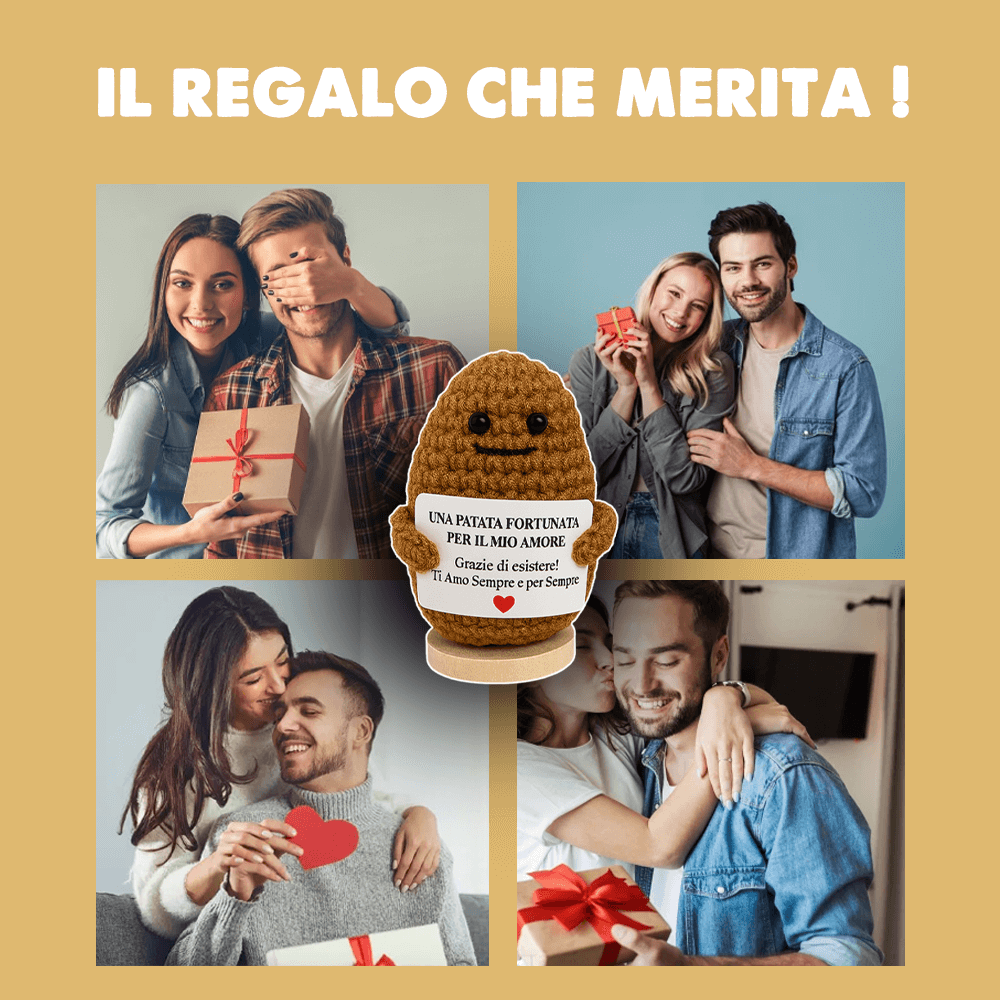 Peluche Crochet con Base in Legno - Patata Fortunata per il Mio Amore