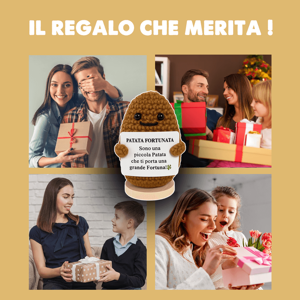 Peluche Crochet con Base in Legno  - Patata Fortunata