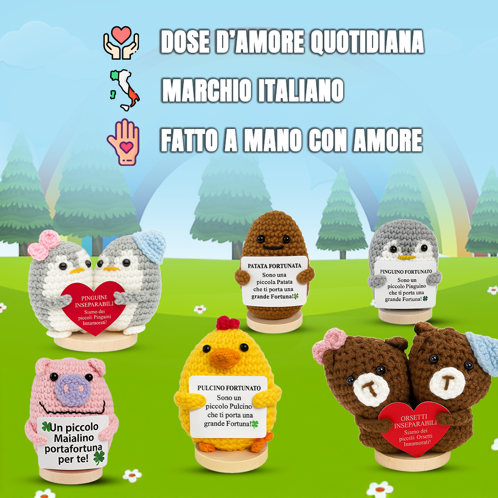 Peluche Crochet Con base in legno- Popo Fortunato