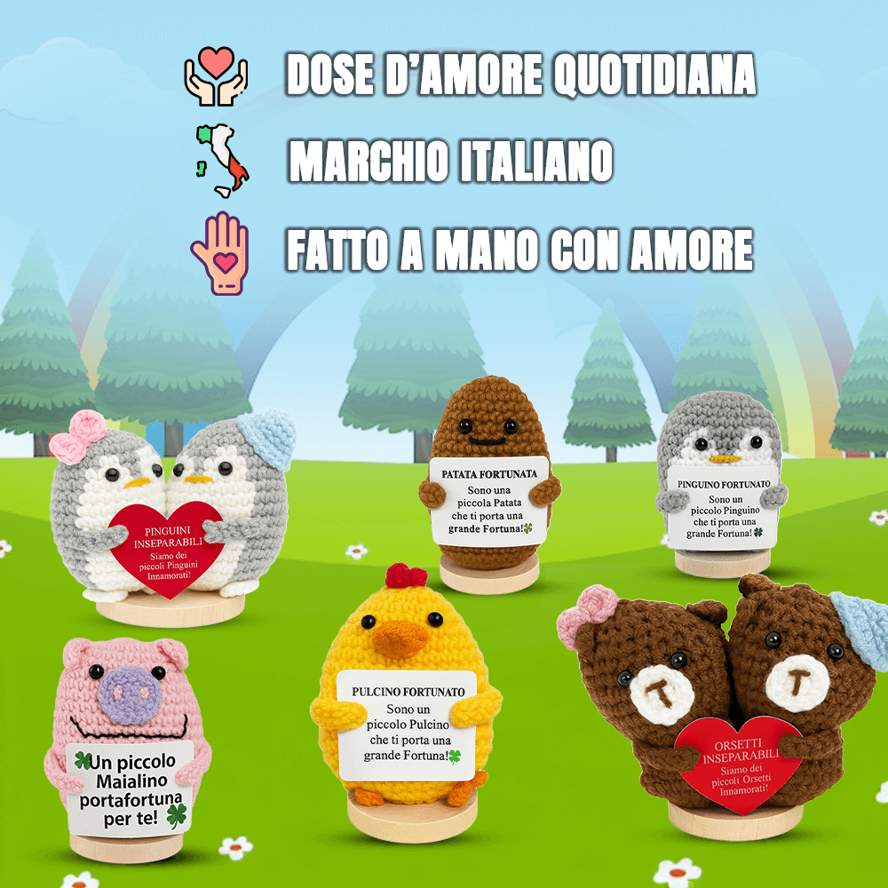 Peluche Crochet con Base in Legno - Patata Fortunata per la mia Mamma