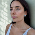 Nilo | Handcrafted light blue and gold ceramic earrings