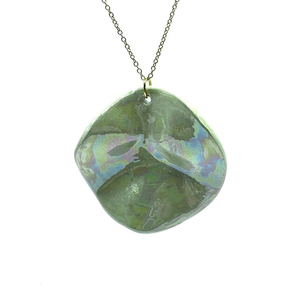 Perla | Handcrafted pearl sage-green ceramic necklace