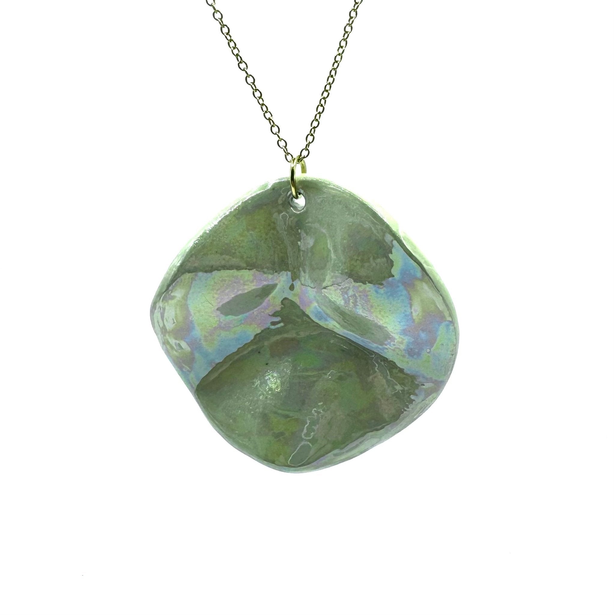 Perla | Handcrafted pearl sage-green ceramic necklace